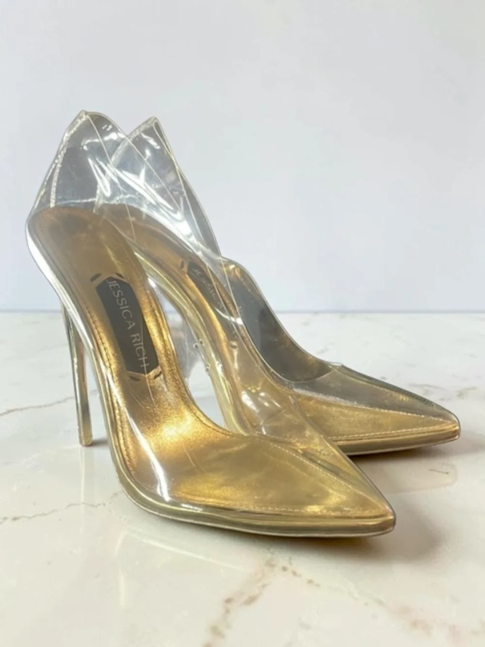 Jessica Rich Fancy Clear Pump Gold Stiletto